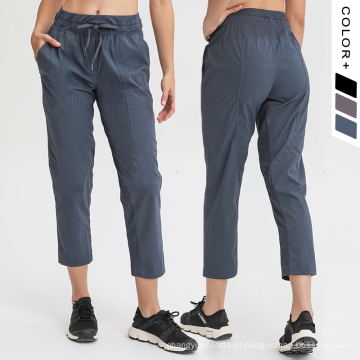 NOVA PENTES DE YOGA Nona calça feminina com cordão e bolsos de calça esportiva mulher capri tecido febral causal essencial calça de moletom